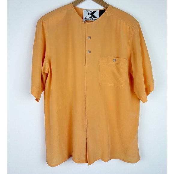 Vintage 80's Peach Orange Silk Blouse - Picture 1 of 9